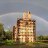 Двойная радуга над восстанавливающимся Ильинским храмом